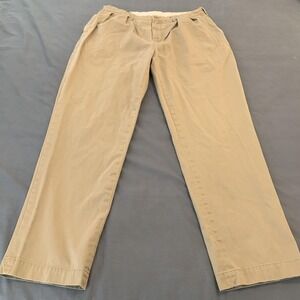 Polo Ralph Lauren Pants Mens 38x33 Beige Classic Polo Chino Pleated Straight Leg